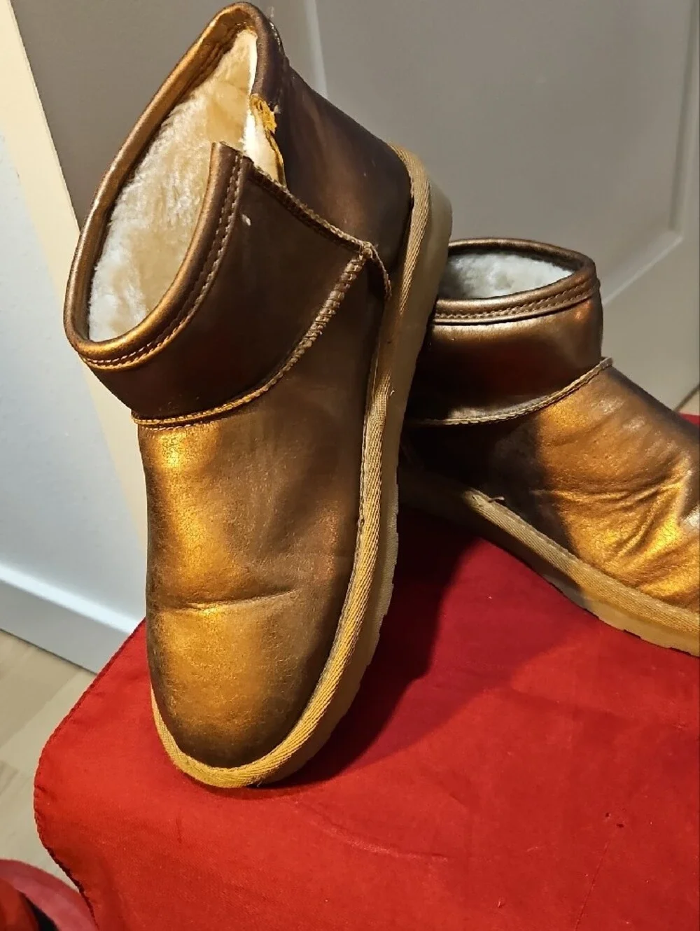 Arizona Jean Company Metallic Bronze Shearling-Lined Womens Boots
